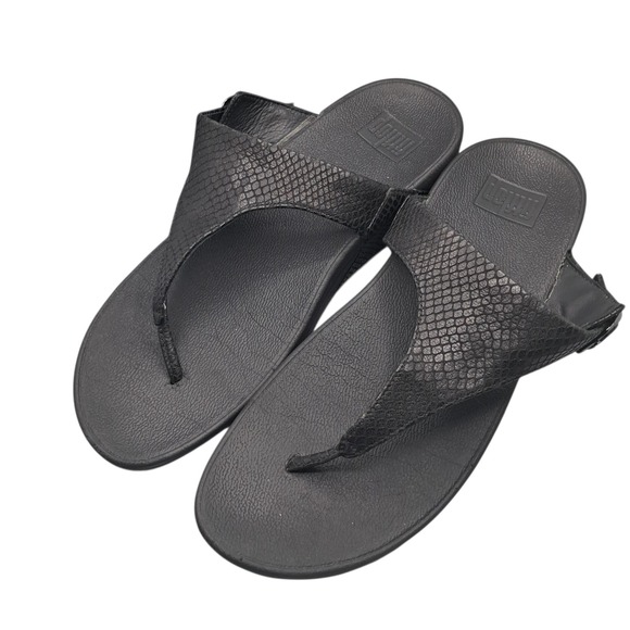 Fitflop Shoes - FITFLOP 'The Skinny' Black Print Thong Leather Sandals EUR 41 US 9 Comfort